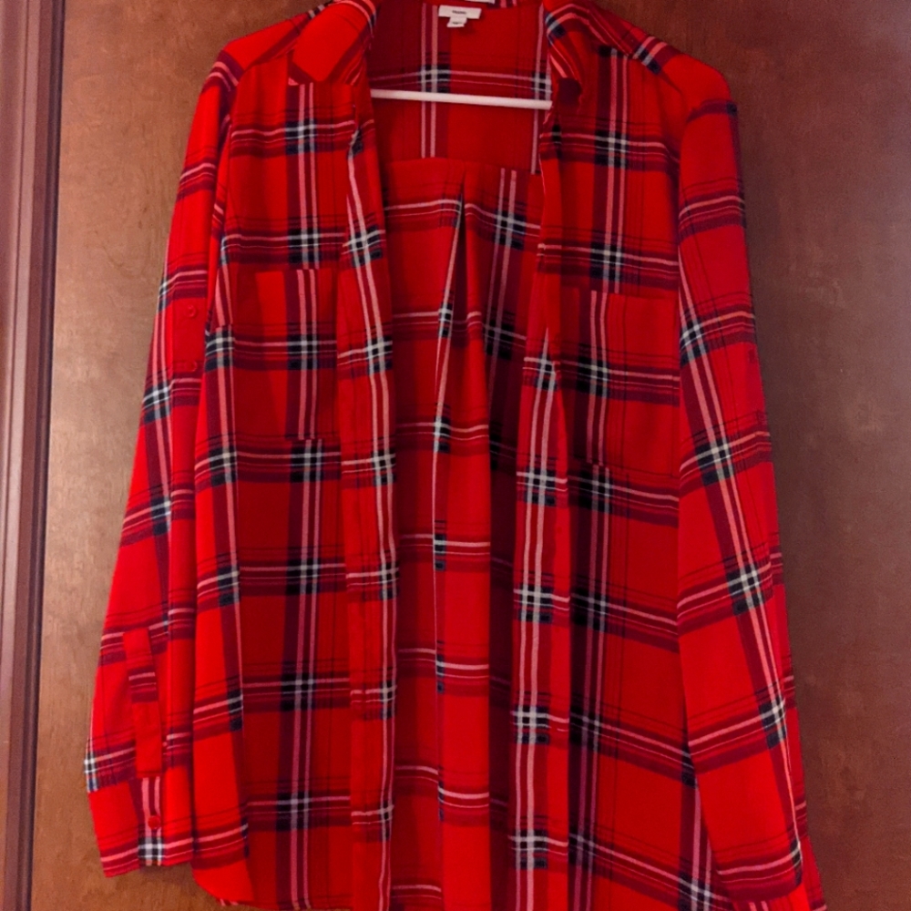 Express plaid button down blouse